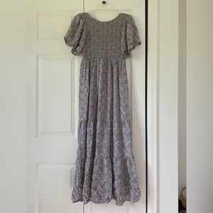 NWOT Pinkblush In Loom Smocked lavender maxi dress